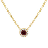 0.04ct Diamond & 0.14ct Red Garnet 14k Yellow Gold Diamond Pendant